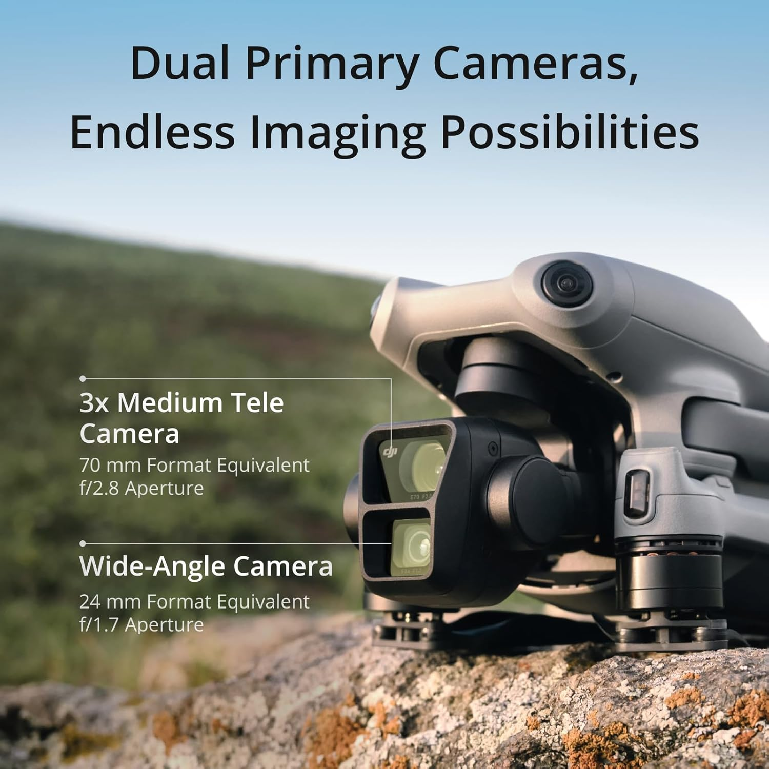 3xMediumTele Camera
70 mm Format Equivalent
f/2.8Aperture
Wide-Angle Camera
24 mm Format Equivalent
f/1.7Aperture